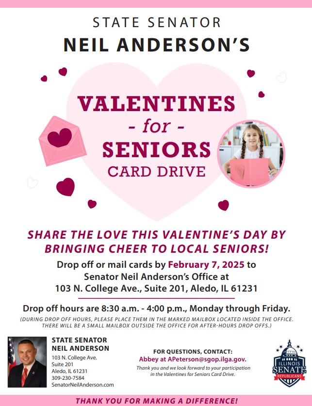 Senator Anderson’s Valentines for Seniors Card Drive